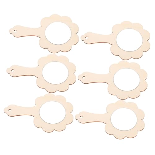 WHAMVOX 6 Stück Teiliges Holz mini schminkspiegel DIY Bastelset für Unvollendete Handspiegel zum Bemalen Kreatives Basteln für Mädchen und Jungen für Kindergeburtstag und Geschenk von WHAMVOX
