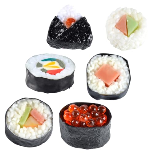WHAMVOX 6 Stück Teiliges Künstliches Sushi Modell aus Hochwertigem Realistische Simulation von Reisbällchen Lebensechte Sushi Deko für Fotografie Schaufenster Partys und WHAMVOX 6 Stück Teiliges Künstliches Sushi Modell aus Hochwertigem Realistische Simulation von Reisbällchen Lebensechte Sushi Deko für Fotografie Schaufenster Partys und von WHAMVOX