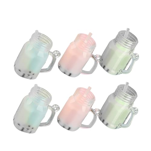 WHAMVOX 6 Stück Teiliges Miniatur Getränkeset aus Resin Farblich Gemischte Mini Getränke für Puppenhaus Dekoration Langlebige Miniatur Getränke Modell für DIY Puppenhaus Zubehör von WHAMVOX