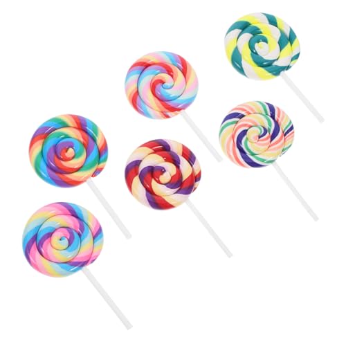 WHAMVOX 6Stücke Regenbogen Lutscher Dekoration Mehrfarbige Gefälschte Süßigkeiten Requisiten aus Sicherem für DIY Bastelprojekte Kinderfreundlich Schmuckherstellung WHAMVOX 6Stücke Regenbogen Lutscher Dekoration Mehrfarbige Gefälschte Süßigkeiten Requisiten aus Sicherem für DIY Bastelprojekte Kinderfreundlich Schmuckherstellung von WHAMVOX