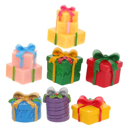 WHAMVOX 7 Stück Teiliges Mini Resin Farbige Miniatur Geschenkboxen aus Stabilem Resin Vielseitige DIY Deko für Weihnachten Puppenhaus Tischdeko und Festliche von WHAMVOX