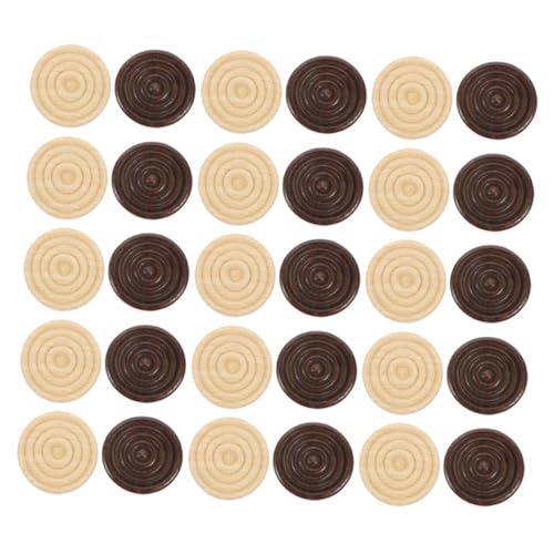 WHAMVOX 72 Stück Teiliges Holz Schach Damespiel Zubehör Runde Glatte Spielfiguren in Holzfarben Ersatz für Alte oder Beschädigte Spielsteine Praktische Brettspiel Accessoires für Familien von WHAMVOX