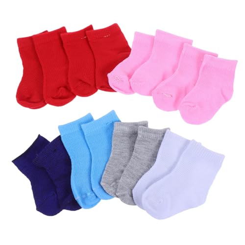 WHAMVOX 8 Paare Puppensocken Puppen Kleine Bunte Doll Socks Weiche Puppenaccessoires Leicht Robust als Doll Costume Zubehör für Spielhaus und Geschenk von WHAMVOX
