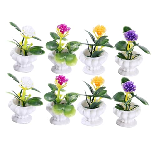 WHAMVOX 8 Stück Teiliges Miniatur Bonsai Realistische Mini pflanzenmodelle Mini topfpflanzen Dekoration für Puppenhaus Sandtisch und Mikrolandschaft Lebensechte Grüne Tischornamente von WHAMVOX