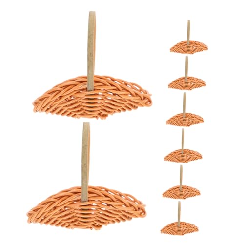 WHAMVOX 8 Stück Teiliges Miniatur Handgefertigte Imitation Rattan Körbe mit Griffen Verblassungsresistent Kleine Blumentaschen für Puppenhäuser Dekoration für Fotografie und Partygeschenke von WHAMVOX