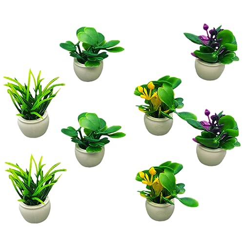 WHAMVOX 8 Stück Teiliges Miniatur Pflanzen Künstliche Mini Bonsai Realistische Miniatur Topfpflanzen für Puppenhaus DIY Mikro Garten Tischdekoration und Wohnaccessoires von WHAMVOX