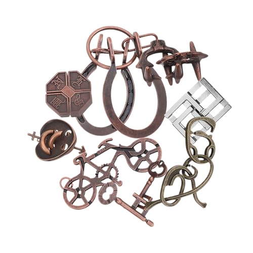 WHAMVOX 9 Stück Teiliges Luban Metall Puzzle Gehirn Rätsel für Erwachsene Schweres Denkspiel Fördert Konzentration und Kreativität Langlebiges Knobelspiel für Logisches und Geduld von WHAMVOX