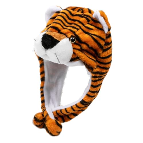 WHAMVOX Bequeme Wintermütze Tiger Form Flauschiger Elastischer Tierhut für Mädchen Jungen Karneval Kostüm Party Zubehör WHAMVOX Bequeme Wintermütze Tiger Form Flauschiger Elastischer Tierhut für Mädchen Jungen Karneval Kostüm Party Zubehör von WHAMVOX