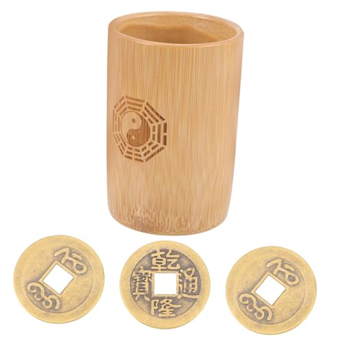 WHAMVOX Chinesisches Divinationsspiel Bambusrohr mit Kupfermünzen Vintage Feng Shui Wahrsage Buddhistische Rituale und Neujahrsfest Dekoration von WHAMVOX