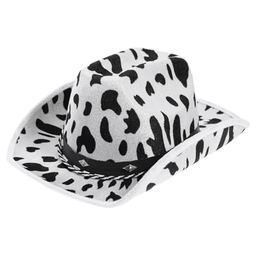 WHAMVOX Cowgirl Hut mit Kuhmuster Western stil Kostüm Partyhut Unisex Verkleidung für Halloween Fasching Cosplay und Themenpartys von WHAMVOX
