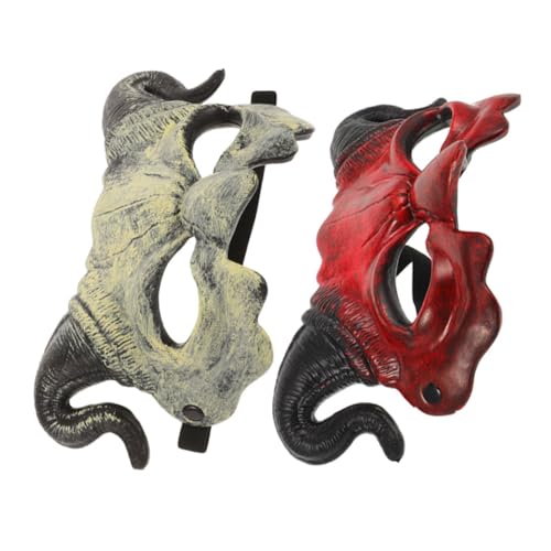 WHAMVOX Creepy Halloween Maske Halbgesicht Dämonenmaske mit Hörnern für Männer Frauen Leichte Vielseitige Masquerade für Cosplay Karneval Halloween Party und Maskenball von WHAMVOX
