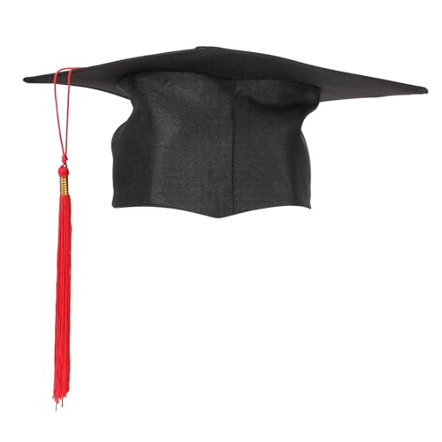 WHAMVOX Eleganter Doktorhut mit Roter Quaste Waschbar und Wiederverwendbar Vielseitig für Abschlussfeier Motto-party und Cosplay Großes Universitäts-graduierten-hut Accessoire für Damen von WHAMVOX