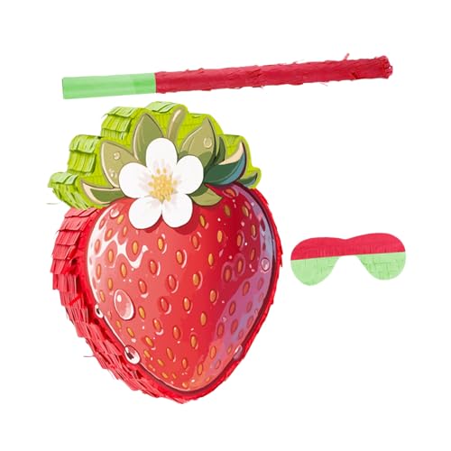 WHAMVOX Erdbeer-piñata mit Blindfold und Partyspiel für Sommer-geburtstag Vielseitige Deko mit Konfetti Robuste Aufhängung für Food-theme Feiern von WHAMVOX