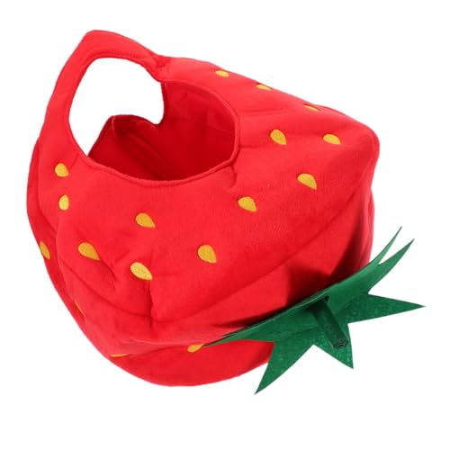 WHAMVOX Erdbeerhaube Erdbeerköpfe-reifen Erdbeer-stirnband Cosplay-hut Für Kinder Erdbeerkappe Erdbeerkostüm-set Erdbeer-cosplay-set Erdbeer-kopfbedeckung Erdbeerhut Lustig Rot Obst Stoff von WHAMVOX