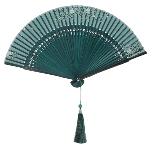 WHAMVOX Faltbarer Holz Handfächer mit Blumenmuster Vintage Chinesischer Fächer für Damen Leicht Tragbar und Dekorativ für Sommer und Festlichkeiten von WHAMVOX