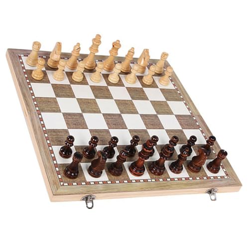 WHAMVOX Faltbares Holz Schachbrett mit Langlebigem Praktischem Design Stabiles Internationales Schachspiel für Training Reisen und Familienspaß Tragbar und Leicht zu Verstauen von WHAMVOX