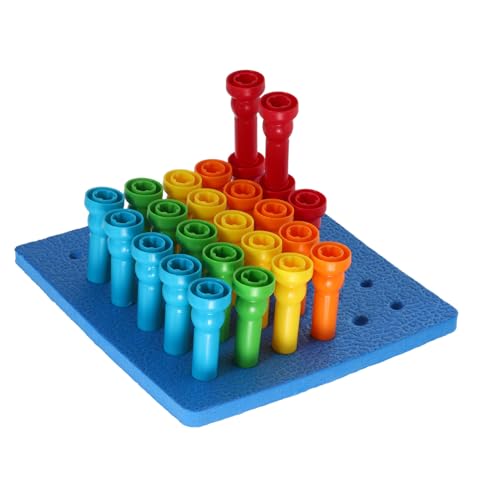 WHAMVOX Frühes Lernspielzeug Pegboard mit Bunten Pilzsteckern Fördert Feinmotorik Farbsortieren Zählen für Pädagogisches Montessori Steckspielzeug für Mädchen und Jungen von WHAMVOX