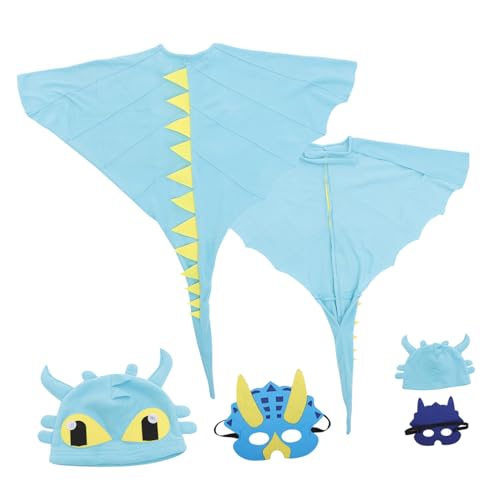 WHAMVOX Halloween Dinosaurier Kostüm für Weiches Bequemes Cosplay Outfit mit Cape und Maske Leicht Anzuziehen für Karneval Geburtstag Rollenspiel und Festtage von WHAMVOX