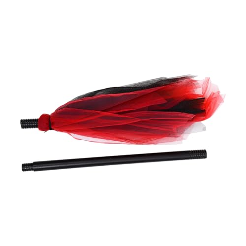 WHAMVOX Halloween Hexenbesen Deko mit Abnehmbarem Besenstil Schwarzer und Roter Kunststoffbesen für Halloween Party Bühnenrequisit und Fotoshooting Leicht und Vielseitig Einsetzbar von WHAMVOX