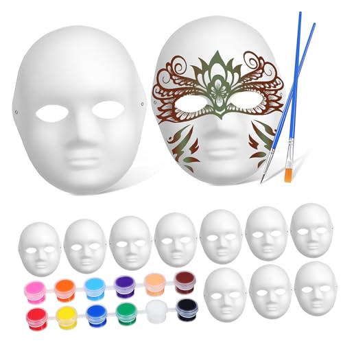 WHAMVOX Handbemalte Masken-set Masken Zum Schmücken Für Leer Blankomasken Zum Basteln Halloween -maske Färbung Bausätze Machen Unbemalte Maskerade Gestrichen Über Nacht Weiß Papier von WHAMVOX
