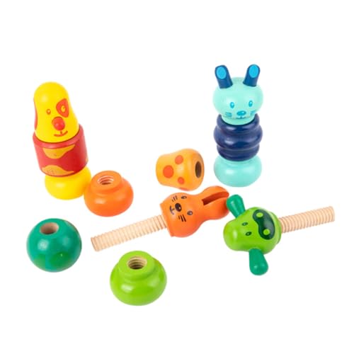 WHAMVOX Holz Schrauben Steckspielzeug Lernspielzeug zur Hand Auge koordination Bausteine für Mädchen Jungen Ab Jahren Motorikförderndes Holzspielzeug von WHAMVOX