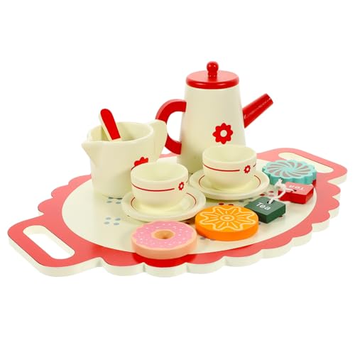 WHAMVOX Holz Teeservice Spielset für Kleinkinder Miniatur Teekannen und Geschirr Fördert Kreativität und Soziales Geeignet für Mädchen Rollenspielzubehör für Teepartys und Kinderküchen von WHAMVOX