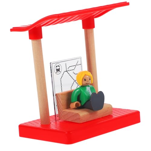 WHAMVOX Holzeisenbahn Zubehör mit Mini Bahnsteig und Figuren Pädagogisches für Feinmotorik und Koordination Leicht und Tragbar für Drinnen und Draußen von WHAMVOX