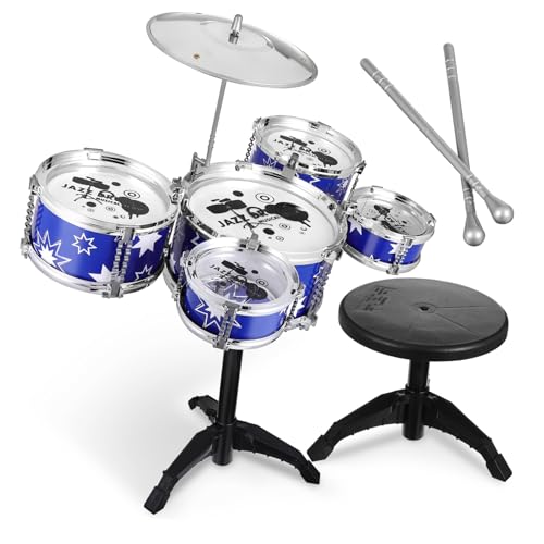 WHAMVOX Kinderschlagzeug Set Teiliges Jazz Drum Kit für Kleinkinder mit Hocker Percussion Musikinstrumente für Anfänger für Jahren von WHAMVOX