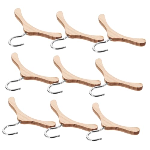 WHAMVOX 10 Stück Kleiderbügel Aus Holz Für Puppen Kleiderbügel Aus Holz Im Schlichten Design Zum Reinigen Und Aufräumen Ihres Zimmers von WHAMVOX