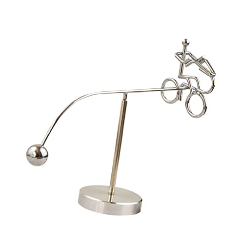 WHAMVOX Kleine Eisenmannverzierung Newton Pendel Zappeln Schwebend Fidget Becherverzierung Balance-Ball Eisenbecher Desktop-Ornament Fahrrad-kunsthandwerk Silver Metall von WHAMVOX