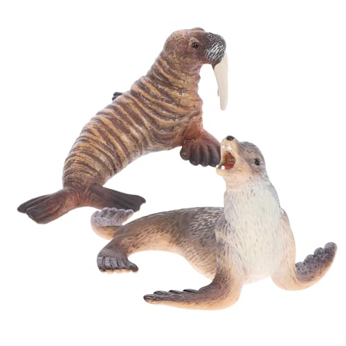 WHAMVOX Kleines Meerestier Modell Sea Lion und Sea Elephant Plastikfiguren Kognitive Meeresbewohner Dekoration Aquarium Büro Terrarium Lernspielzeug von WHAMVOX