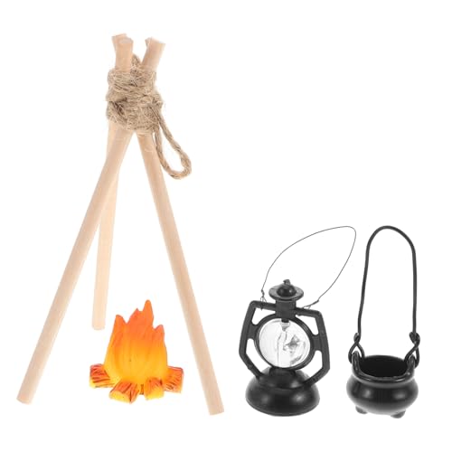 WHAMVOX Lampenpuppen Szenendekor Miniaturornamente Vortäuschen Von Layoutszenen Lagerfeuerhaus Topfmodell Werkzeuge Fotografie Stützgestell Kochdekoration Formen Camping Holzkoch Hängend von WHAMVOX