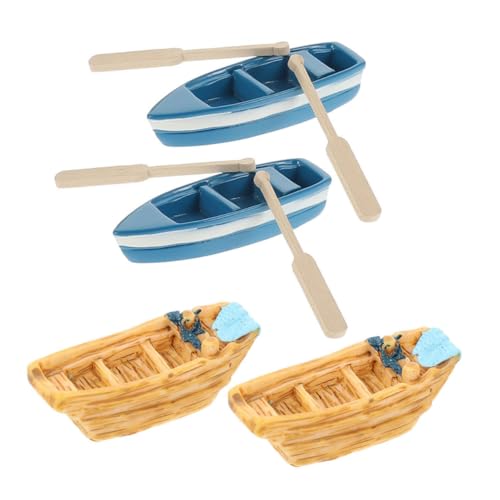 WHAMVOX Mikrolandschaft Miniatur Boot aus Resin mit Paddeln Strand Dekoration für Puppenhaus DIY Landschaftsgarten Zubehör von WHAMVOX