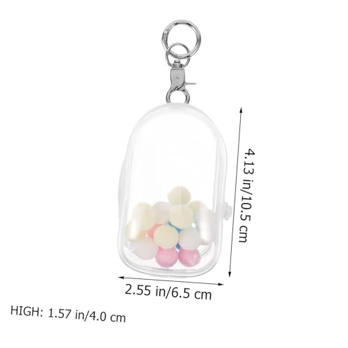 WHAMVOX Mini Figuren Tasche Transparent PVC Hängend mit Pompom Ball und Silbernem Haken Klare Puppen Aufbewahrungstasche für Miniatur Doll Storage Leicht und Praktisch für Sammelfiguren von WHAMVOX