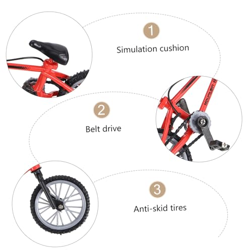 WHAMVOX Mini Finger Bike aus Bewegliche Räder und Pedale Robustes Desktop Modell für Jungen und Mädchen Geschenk und Sammlerobjekt Rot von WHAMVOX