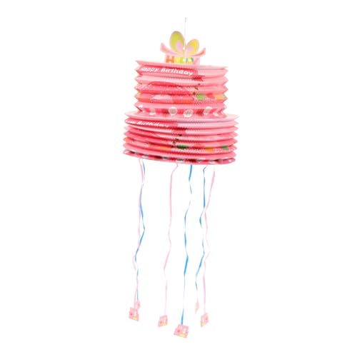 WHAMVOX Mini-Pull-Pina Spielzeug komfetti Stofftier Mini-Cupcakes Szenenlayout-Requisite Piñata mit Einhornmuster draussen Draht ziehen Papier falten Spiel Requisiten Kind schmücken Rosa von WHAMVOX
