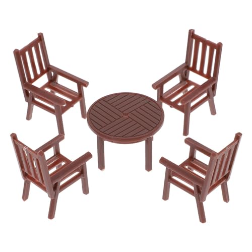 WHAMVOX Mini Tisch Und Stuhl Modellhaus Kleiner Miniatur Sessel Kleines DIY Möbelmodell Puppen Miniaturmöbel Ornament Möbelzubehör Modell Mini Stuhl Kunststoff Braun von WHAMVOX