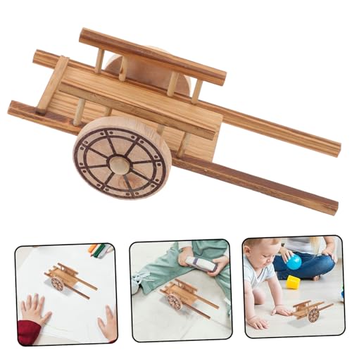 WHAMVOX Miniatur Holz Schubkarre Modell Realistisches Miniatur Farmwagen Naturbelassenes Holz Detailreiches Landschaftsdekor Geeignet für Tischdekoration und Fotorequisiten von WHAMVOX