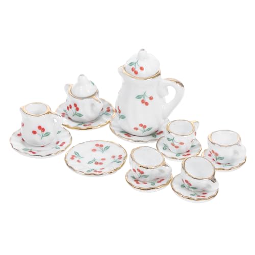 WHAMVOX Miniatur Keramik Teeset Puppenhaus Zubehör Rotes Kirschdesign Handgefertigte Miniatur Teekanne und Tassen Langlebig und Farbenfroh für Puppenhaus Dekoration und Bastelprojekte WHAMVOX Miniatur Keramik Teeset Puppenhaus Zubehör Rotes Kirschdesign Handgefertigte Miniatur Teekanne und Tassen Langlebig und Farbenfroh für Puppenhaus Dekoration und Bastelprojekte von WHAMVOX