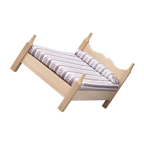 WHAMVOX Miniatur Klassisches Einzelbett Für Puppenhaus Zarte Schlafzimmer Szene Dekoration Hochwertige Mini Craft Decor Für Kreative Projekte von WHAMVOX