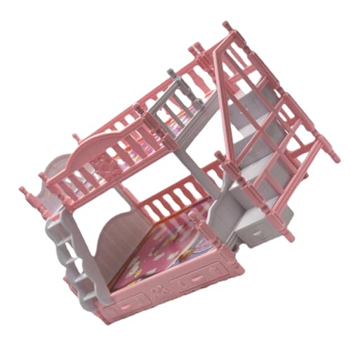 WHAMVOX Miniatur Stockbett Puppenhaus Möbel Doppelstockbett Modell in Rosa Leichtes Mini Etagenbett für Puppenhaus Dekoration und Sammler von WHAMVOX