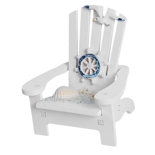 WHAMVOX Miniatur Strandstuhl Deko Miniaturmöbel Puppenhaus Zubehör Hochdetailgetreu Weiß Mediterran Tischdekoration Micro Landschaft Requisite von WHAMVOX
