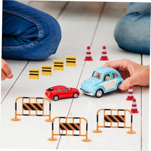 WHAMVOX Miniatur Verkehrsschilder für Lernspielzeug mit Straßensperren Verkehrsbarrieren und Warnschildern Pädagogisch für Vorschule Kindergarten und Rollenspiele von WHAMVOX