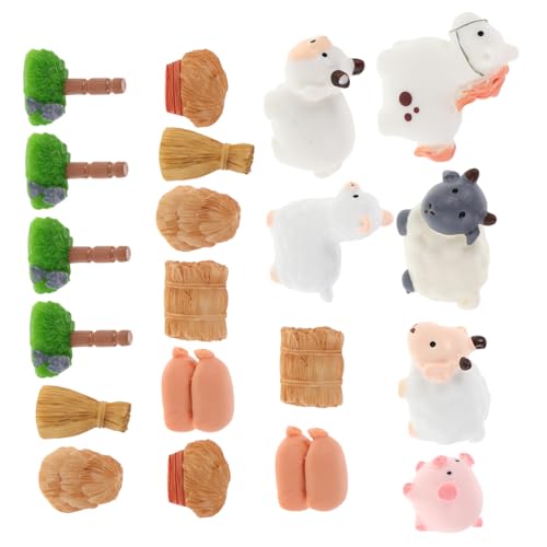 WHAMVOX Miniatur-figurenset Mit Bauernhoftieren – Winzige Figuren Für Den Feengarten, Miniatur-heuballen, Mikro-landschaftsornamente Und Bastelzubehör Für Puppenhäuser von WHAMVOX