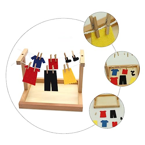 WHAMVOX Montessori Holzspielzeug Kleiderbügel Buntes Lernspielzeug Feinmotorik und Farberkennung Praktisches Trocken Kleider für Mädchen Jungen Geschenk von WHAMVOX