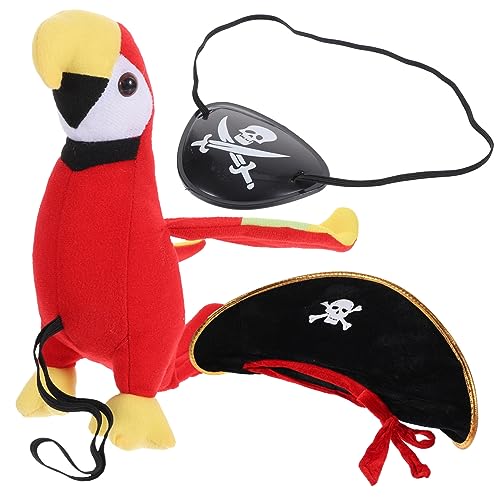 WHAMVOX Piratenkostüm Zubehör mit Piratenhut Augenklappe und Schulterpapagei für Halloween Karneval und Cosplay Events Teiliges für Lustige Piratenkostüme von WHAMVOX