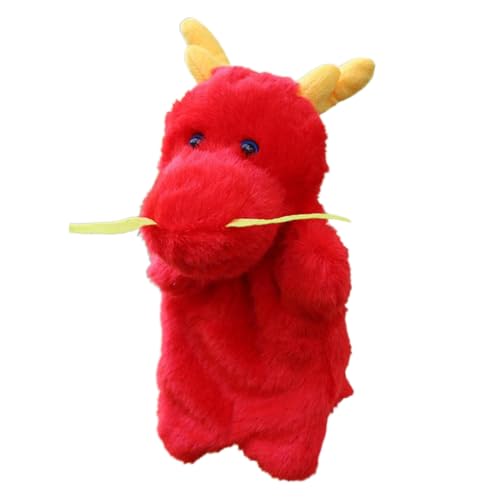 WHAMVOX Plüsch Drache Handpuppe Rotes Cartoon Kuscheltier Interaktives Für Erwachsene Weiches Stofftier Für Rollenspiele Und Kommunikationsförderung von WHAMVOX