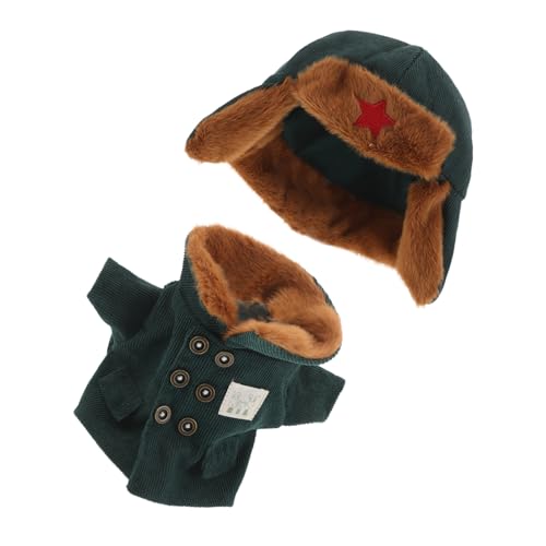 WHAMVOX Puppen-Armee-Outfit Grün Weicher Wintermantel mit Mütze Kreative Verkleidungskleidung für Kleine Puppen Fördert Fantasie und Rollenspiel Geschenk von WHAMVOX