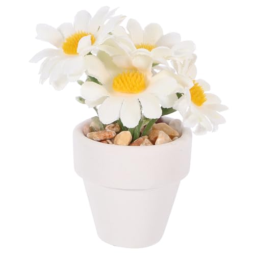 WHAMVOX Puppenhaus Pflanze Miniatur Mini künstliche weißen Topf weiße Daisy Miniatur Bonsai Modell für von WHAMVOX
