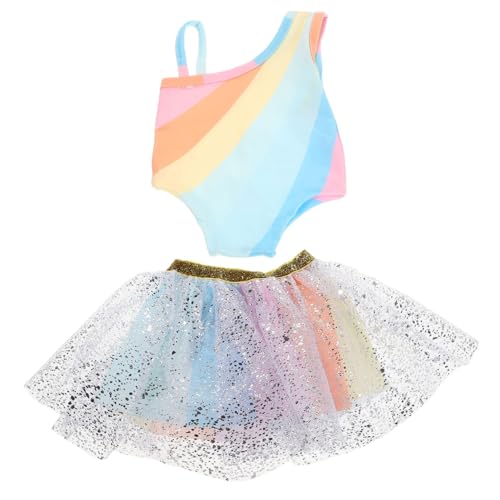 WHAMVOX Puppenkleidung Bunter Regenbogen Tüllrock Glitzerndes Kleid Puppen Kostüm für Mädchen Ab Jahren Zubehör von WHAMVOX
